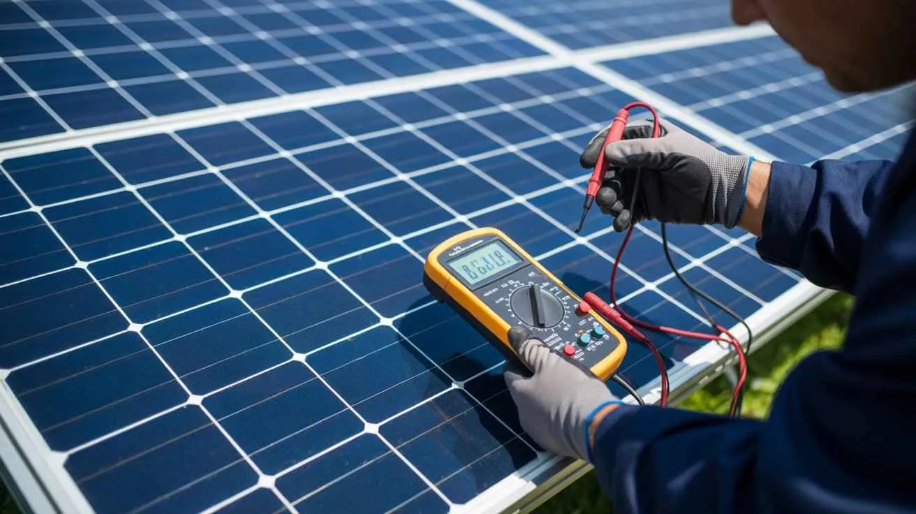 Testing solar panel output using a digital multimeter
