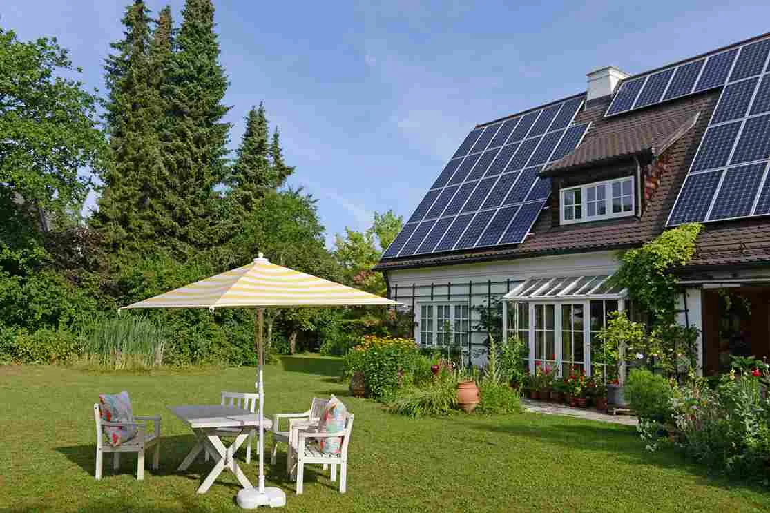 Ground-mounted solar system designed to support full home electricity needs.