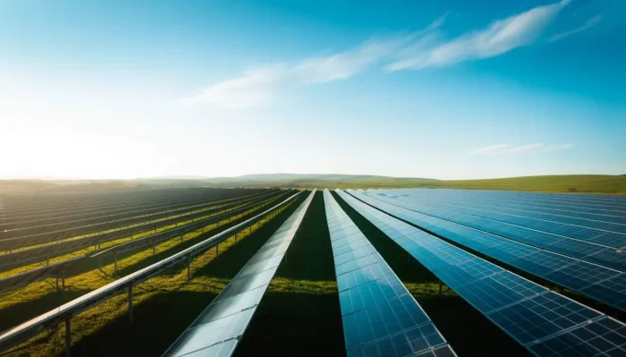 Solar farm example showing how much energy can a solar panel generate in large-scale installations.