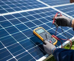 Testing solar panel output using a digital multimeter