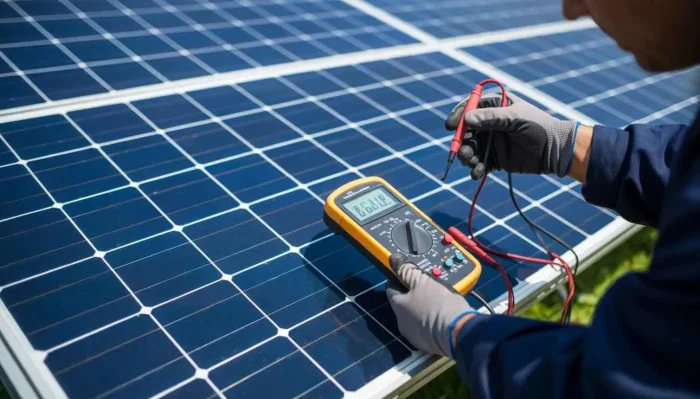 Testing solar panel output using a digital multimeter